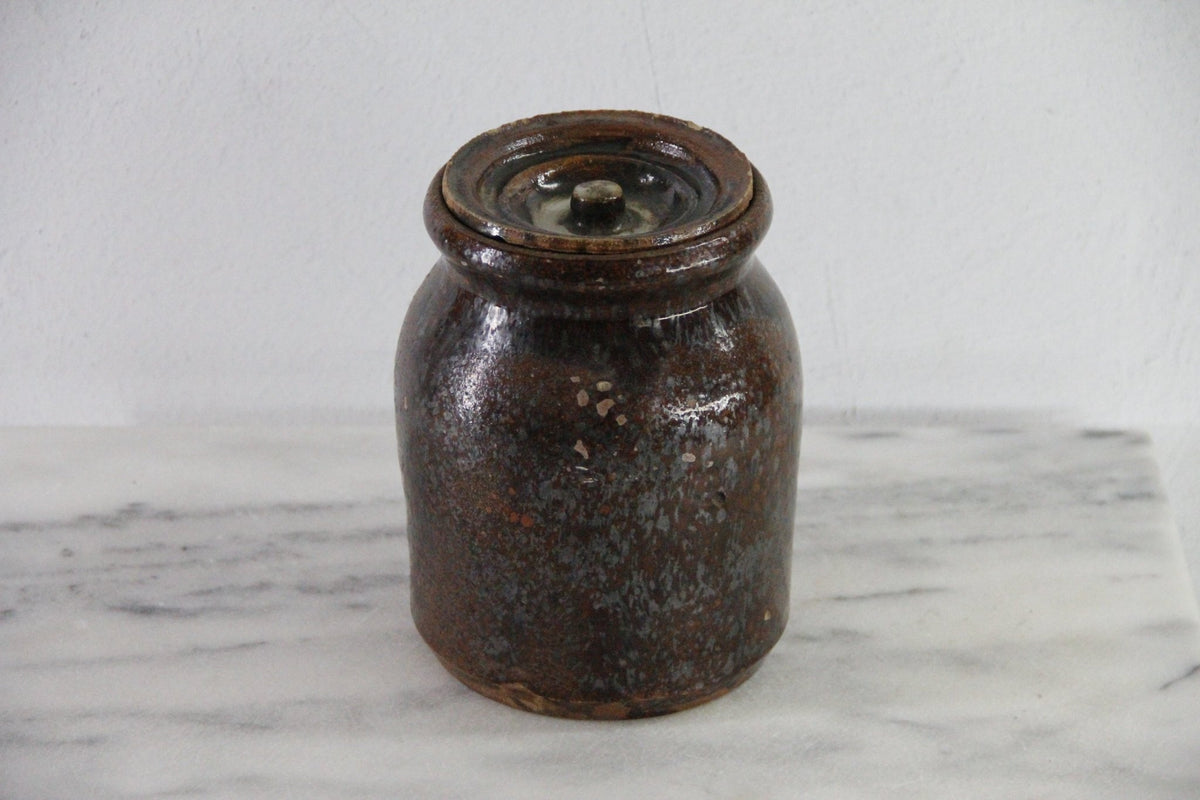 Redware Crock | Antique Stoneware Utensil Kitchen Decor - Debra Hall Lifestyle