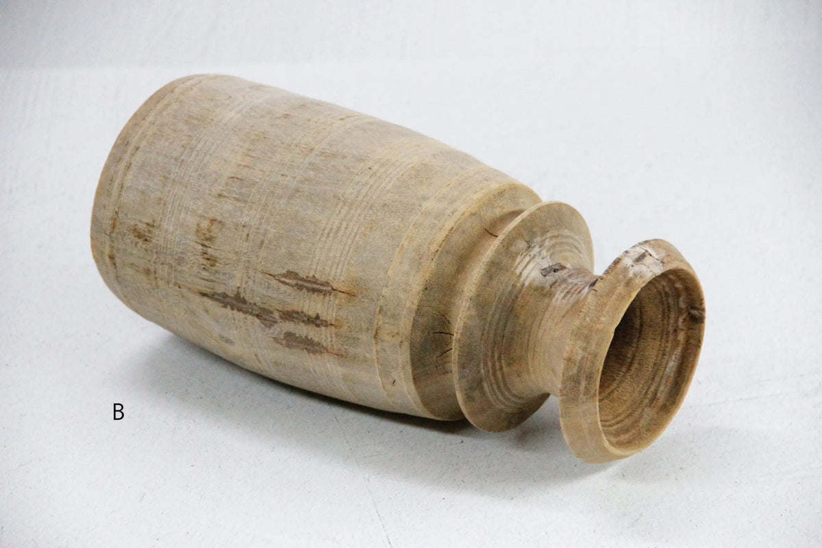 Rustic Wooden Vase | Vintage Hand Carved Milk Jug - Debra Hall Lifestyle