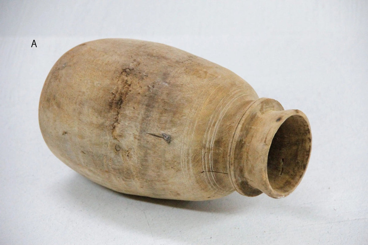Rustic Wooden Vase | Vintage Hand Carved Milk Jug - Debra Hall Lifestyle