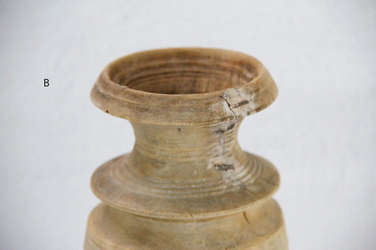 Rustic Wooden Vase | Vintage Hand Carved Milk Jug - Debra Hall Lifestyle