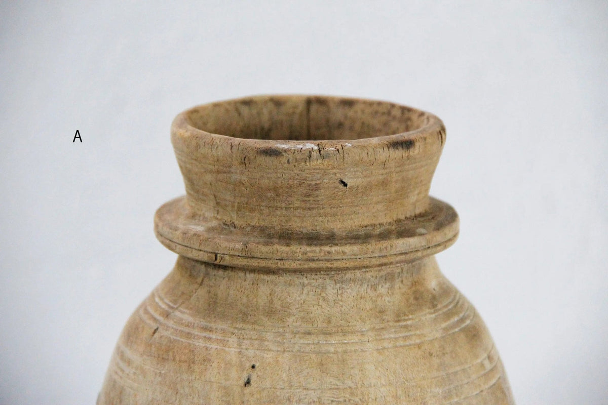 Rustic Wooden Vase | Vintage Hand Carved Milk Jug - Debra Hall Lifestyle