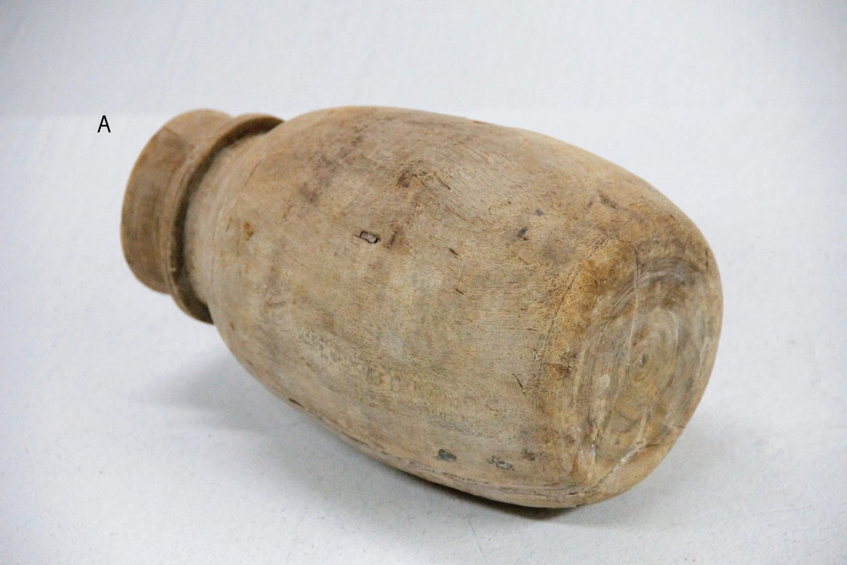 Rustic Wooden Vase | Vintage Hand Carved Milk Jug - Debra Hall Lifestyle
