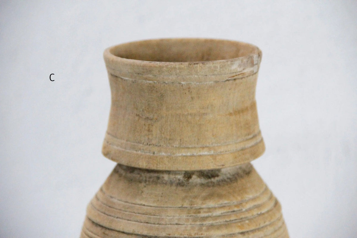 Rustic Wooden Vase | Vintage Hand Carved Milk Jug - Debra Hall Lifestyle