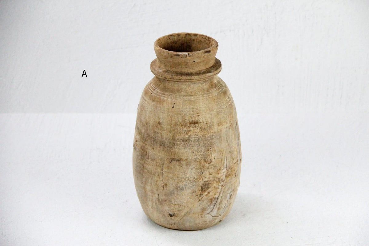 Rustic Wooden Vase | Vintage Hand Carved Milk Jug - Debra Hall Lifestyle
