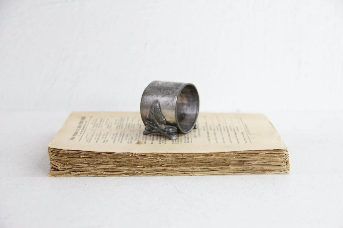 Silver Napkin Ring Engraved | Antique Etched Branches - Debra Hall Lifestyle