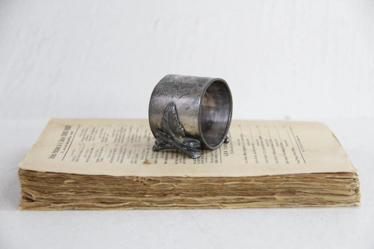 Silver Napkin Ring Engraved | Antique Etched Branches - Debra Hall Lifestyle