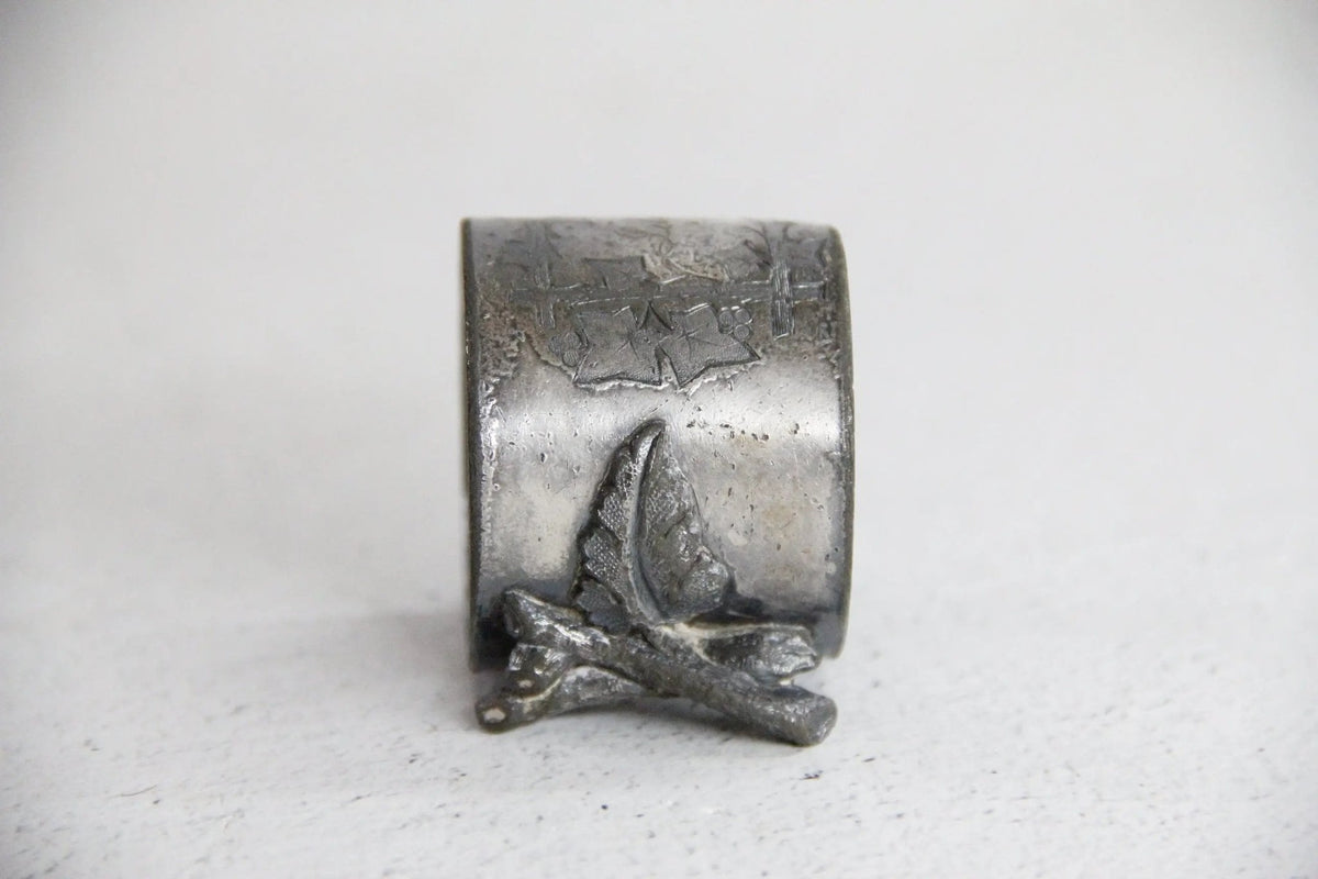 Silver Napkin Ring Engraved | Antique Etched Branches - Debra Hall Lifestyle
