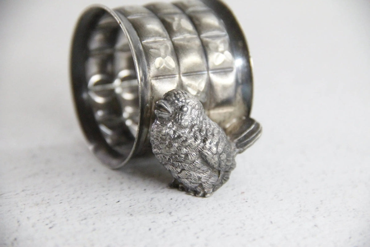 Silver Napkin Ring Holder | Antique Victorian Figural Bird - Debra Hall Lifestyle