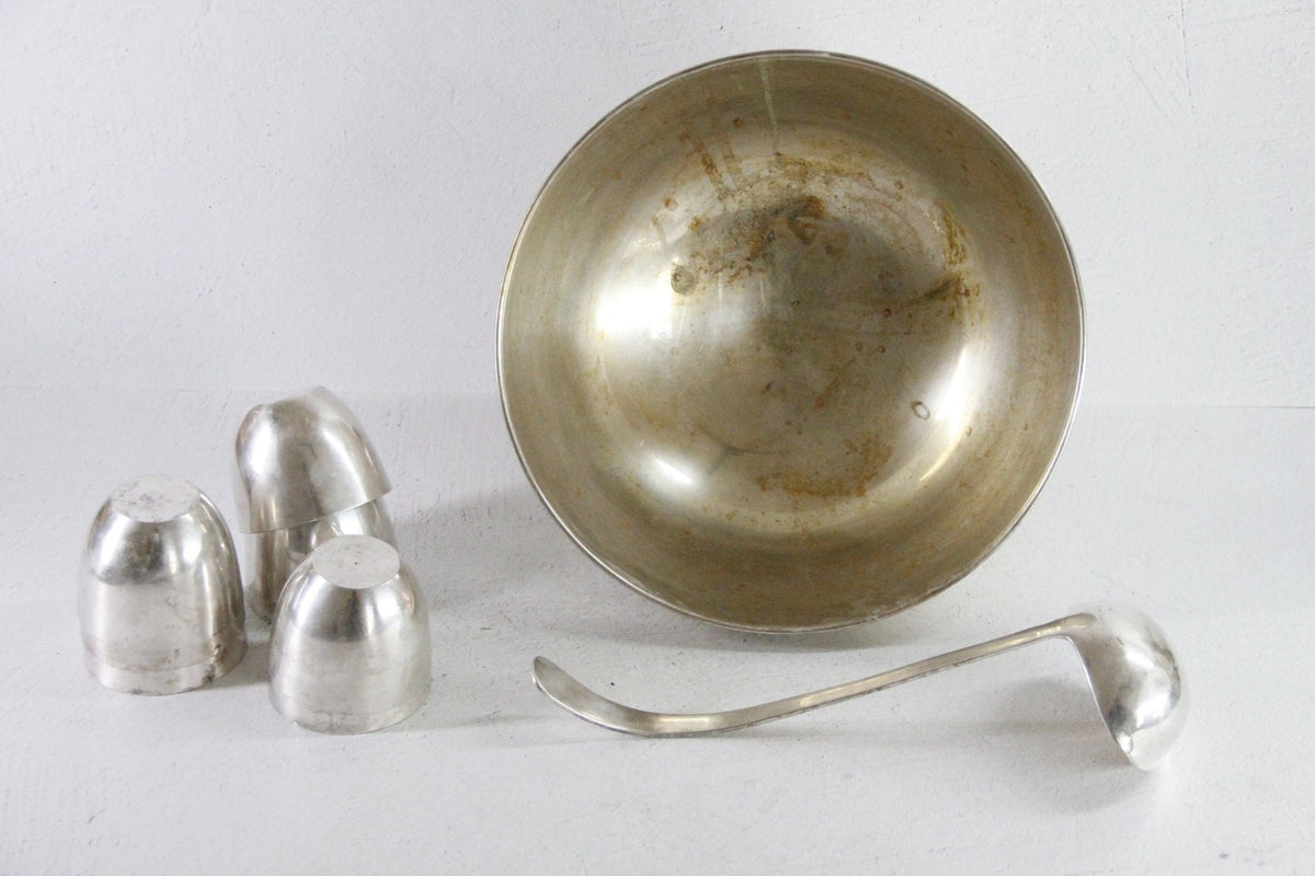 Silver Plated Punch Bowl Set Vintage 10 PC - Debra Hall Lifestyle