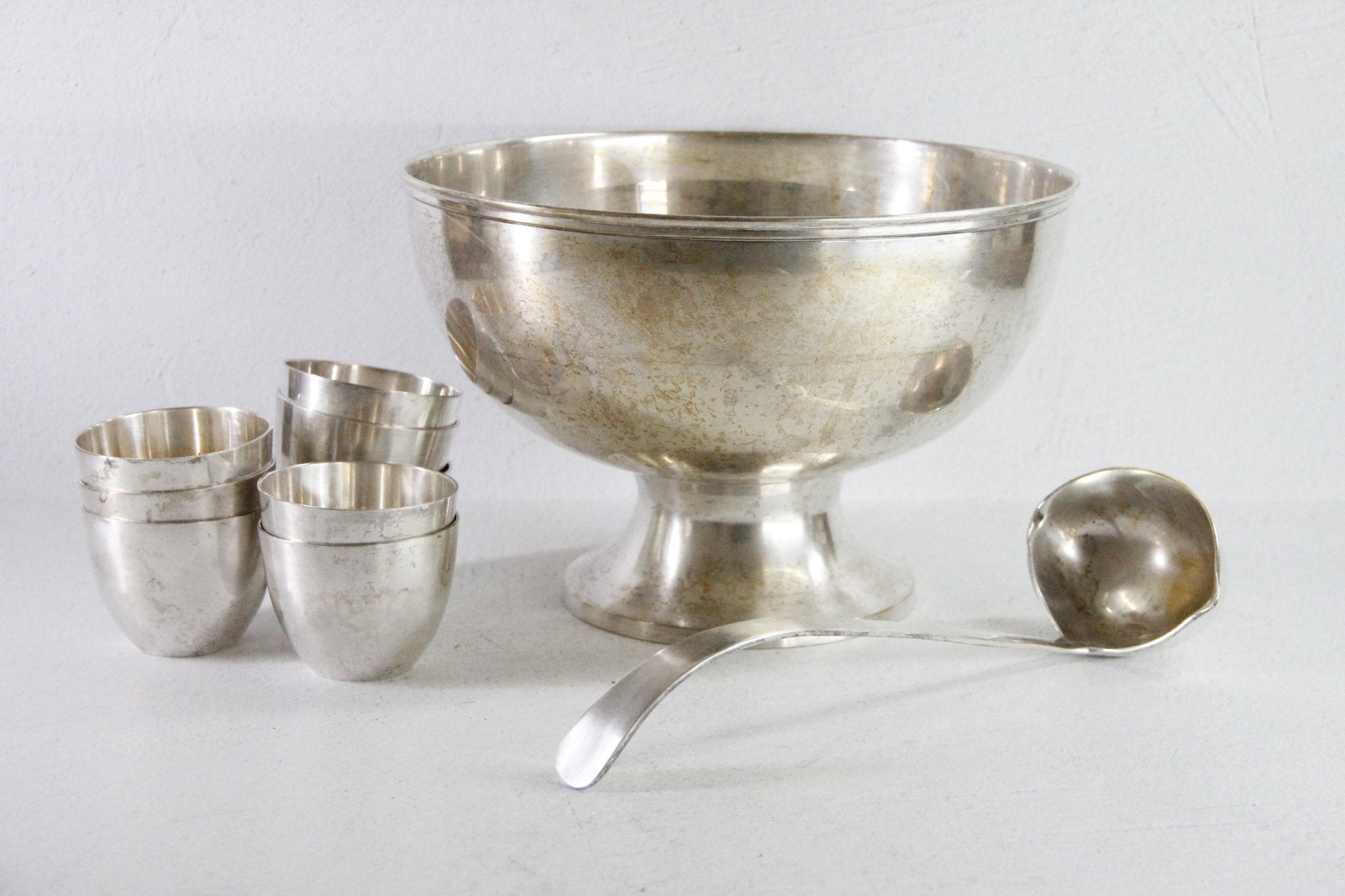 Silver Plated Punch Bowl Set Vintage 10 PC - Debra Hall Lifestyle