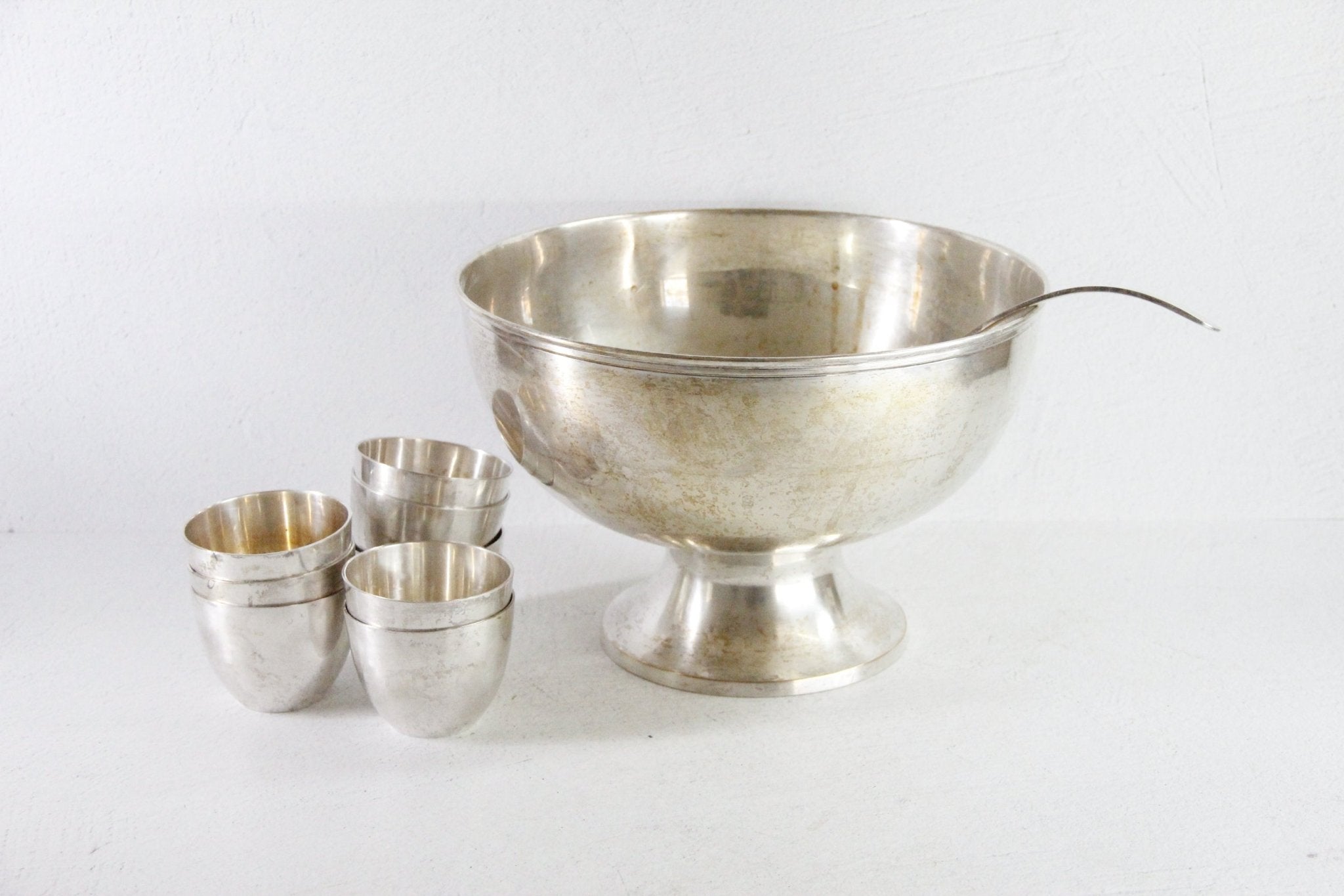 Silver Plated Punch Bowl Set Vintage 10 PC - Debra Hall Lifestyle