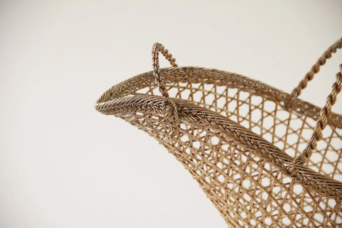 Silver Wine Bottle Holder France | Hand Woven Wine Basket - Debra Hall Lifestyle