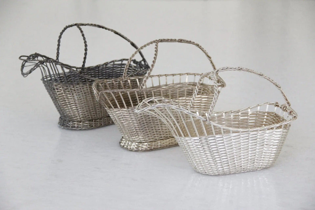 Silver Wine Bottle Holder | French Hand Woven Assorted - Debra Hall Lifestyle