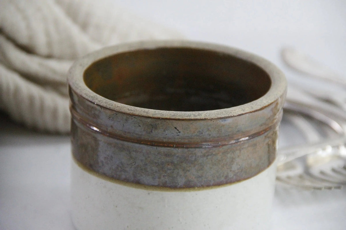 Small Stoneware Crock Antique | Antique Two Tone-Dipped - Debra Hall Lifestyle