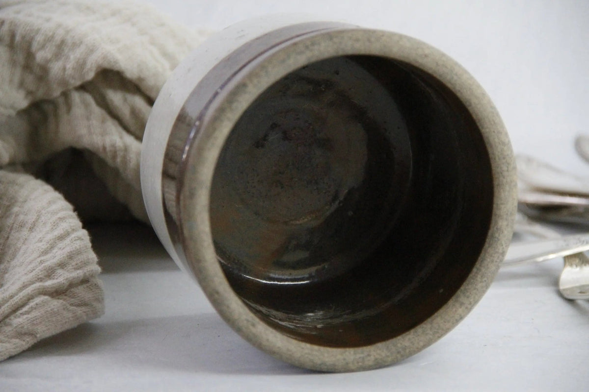 Small Stoneware Crock Antique | Antique Two Tone-Dipped - Debra Hall Lifestyle