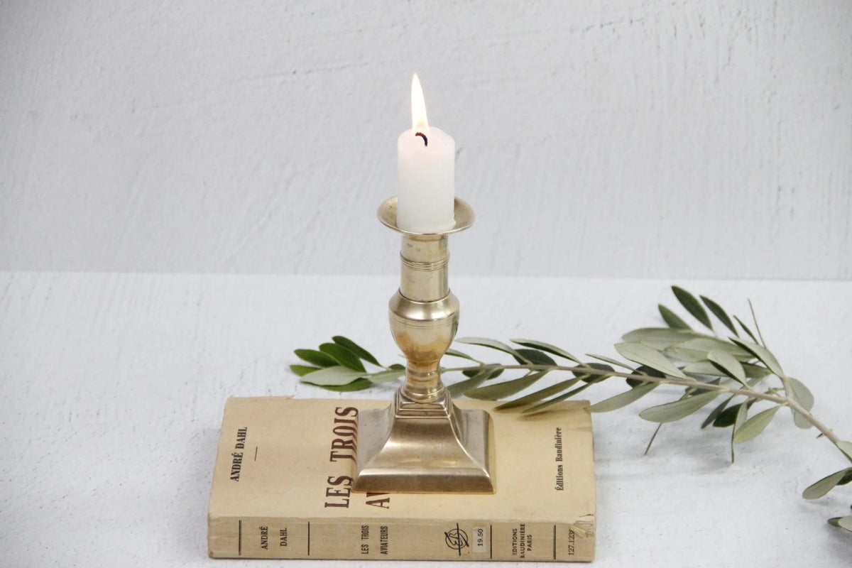 Solid Brass Candle Holder | Antique Taper Candlestick - Debra Hall Lifestyle