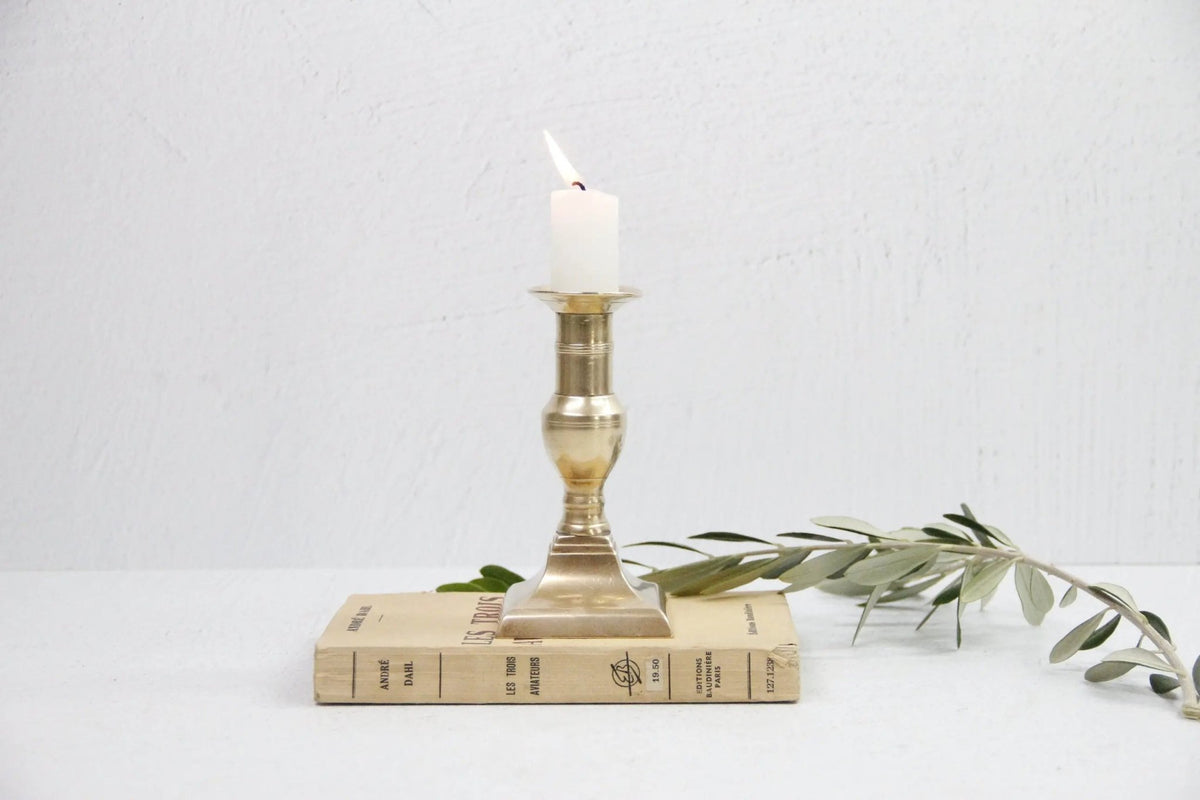 Solid Brass Candle Holder | Antique Taper Candlestick - Debra Hall Lifestyle