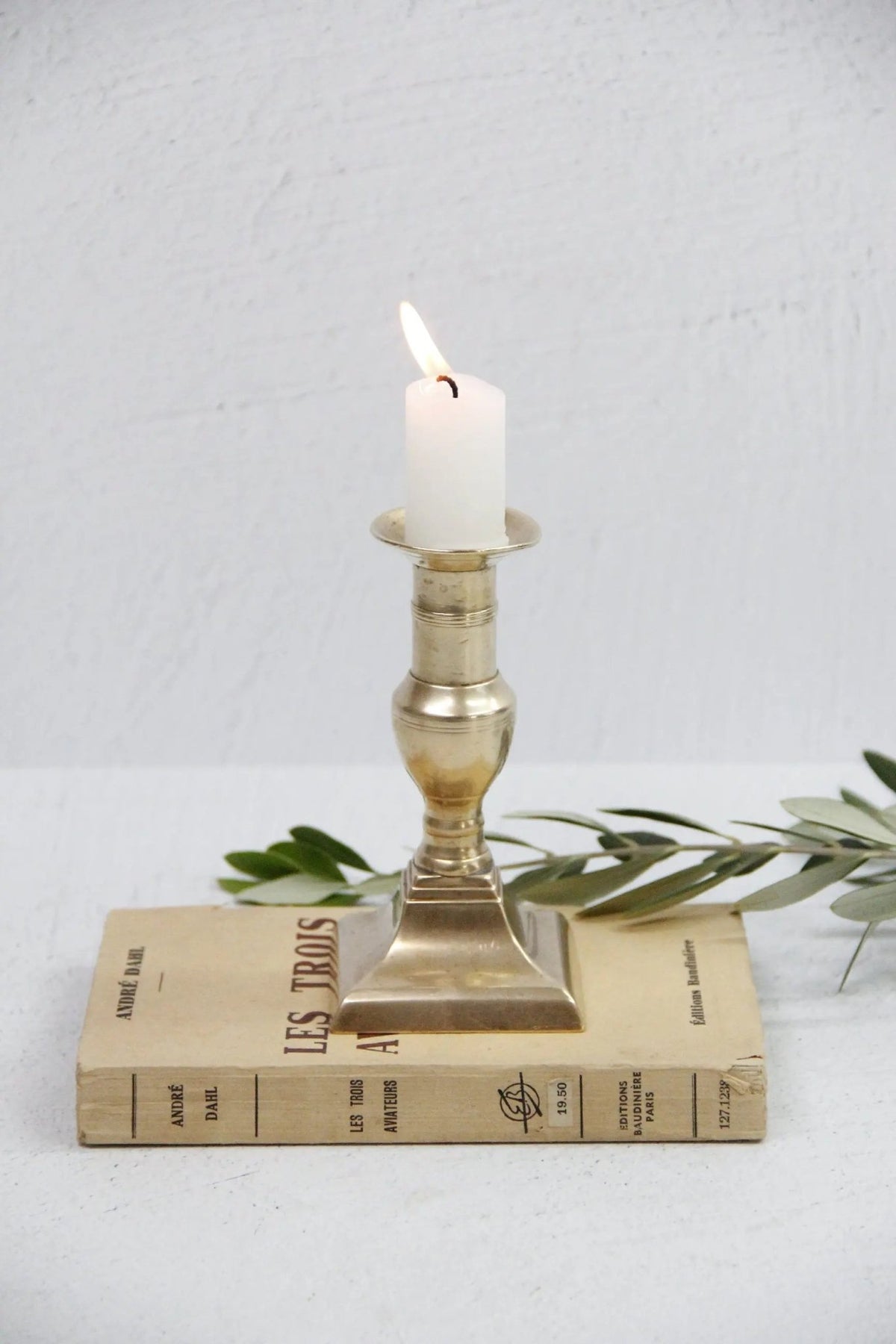 Solid Brass Candle Holder | Antique Taper Candlestick - Debra Hall Lifestyle