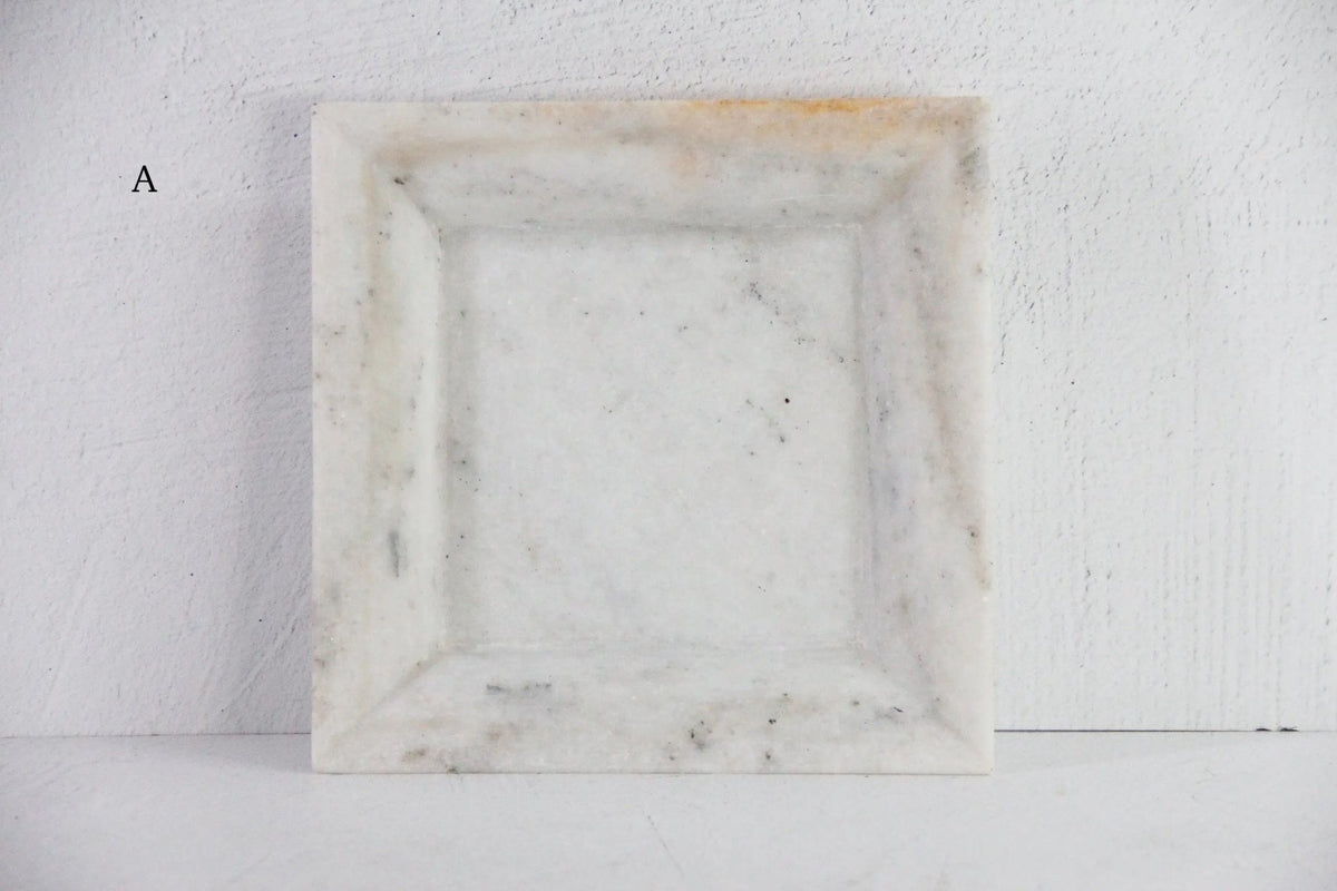 Square Marble Tray | Carved Honed Light Stone Assorted - Debra Hall Lifestyle