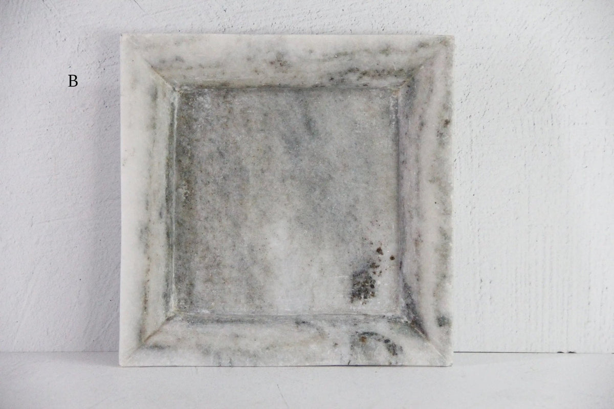 Square Marble Tray | Carved Honed Light Stone Assorted - Debra Hall Lifestyle