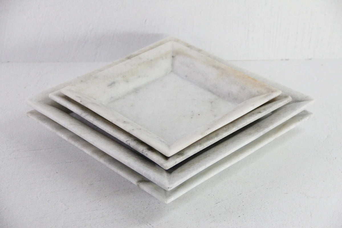 Square Marble Tray | Carved Honed Light Stone Assorted - Debra Hall Lifestyle