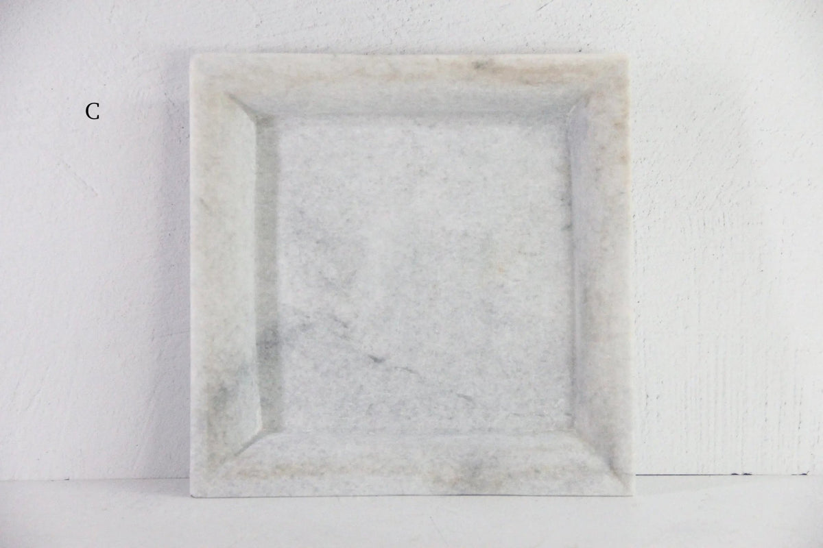 Square Marble Tray | Carved Honed Light Stone Assorted - Debra Hall Lifestyle