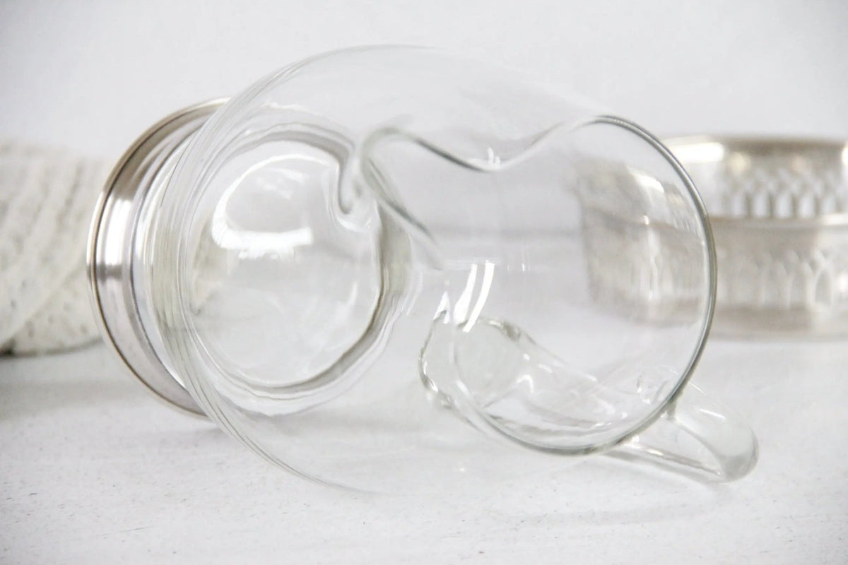 Sterling Pitcher | Footed Hand Blown Glass Cocktail Server - Debra Hall Lifestyle
