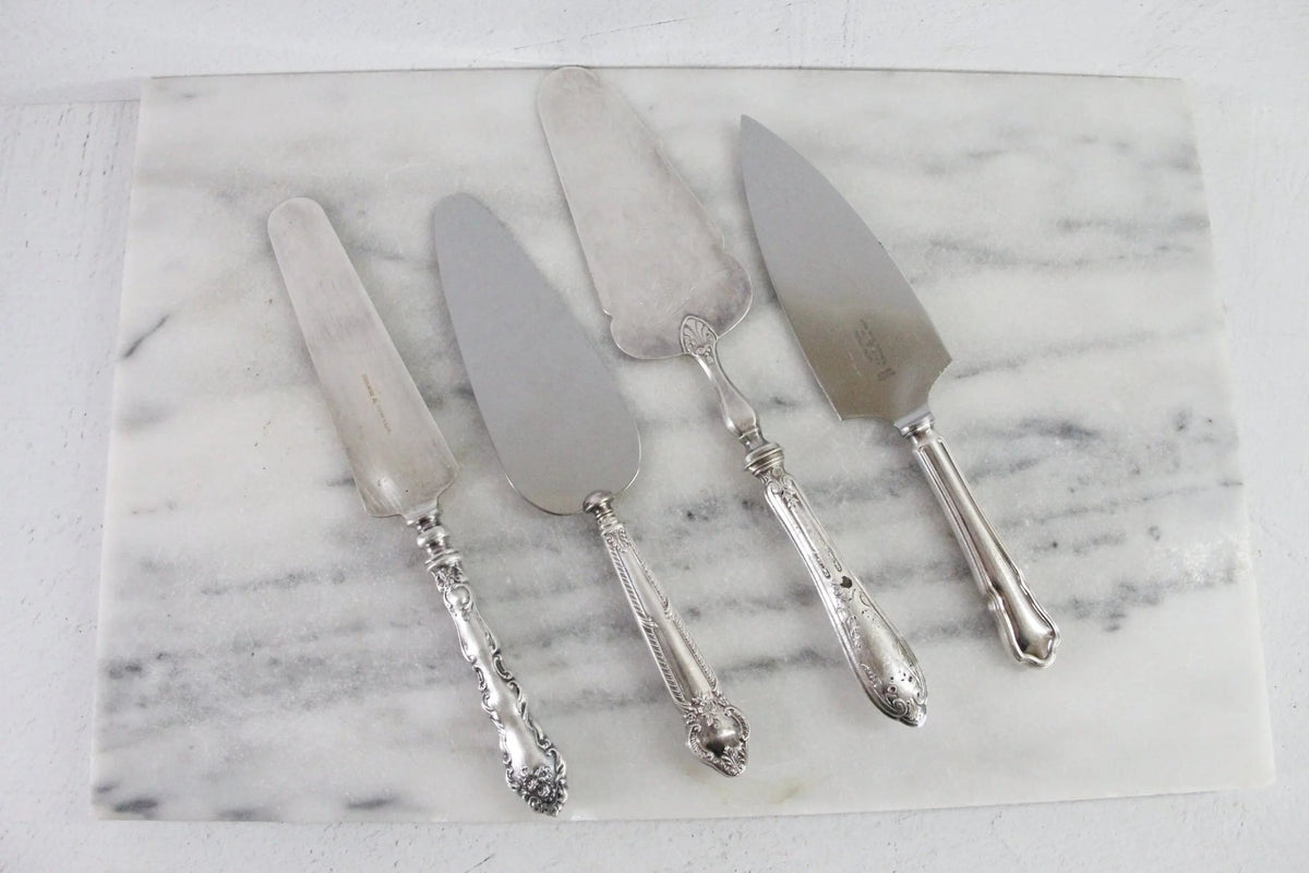 Sterling Silver Cake Server Vintage Assorted Silverplate Utensils - Debra Hall Lifestyle