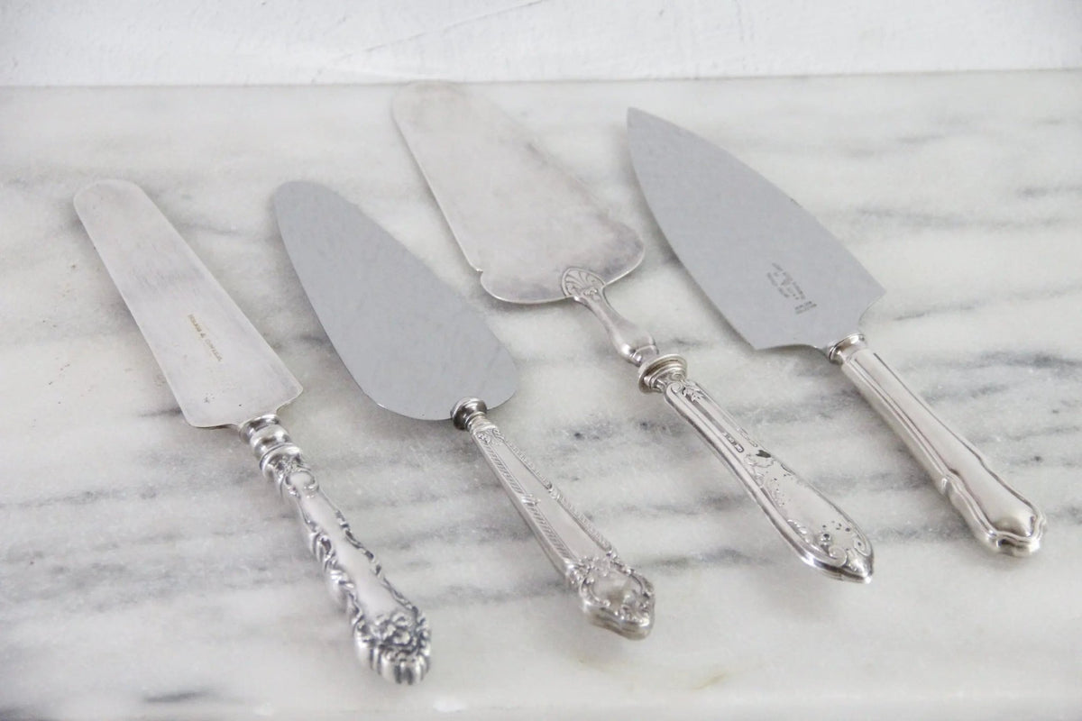 Sterling Silver Cake Server Vintage Assorted Silverplate Utensils - Debra Hall Lifestyle
