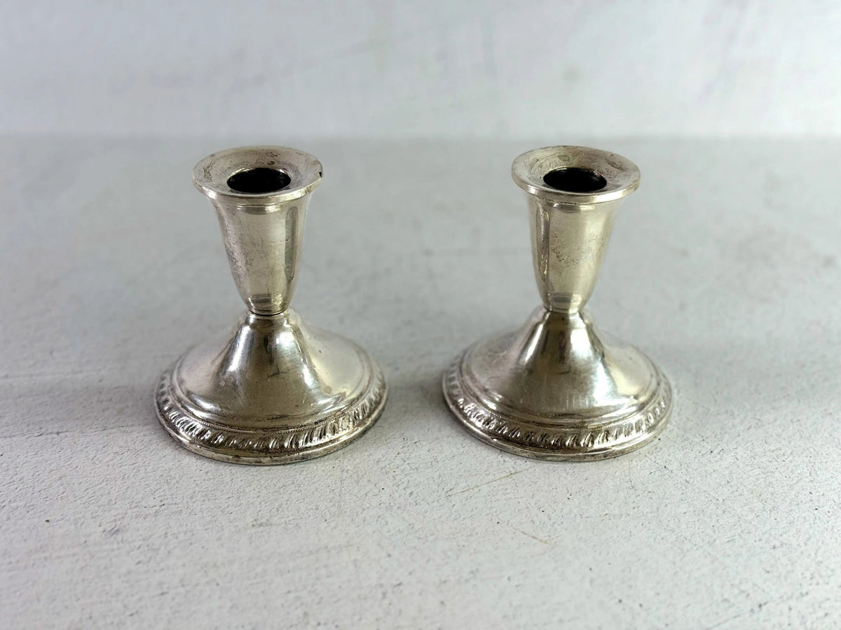 Sterling Silver Candle Holders Pair | Midcentury Duchin Weighted - Debra Hall Lifestyle