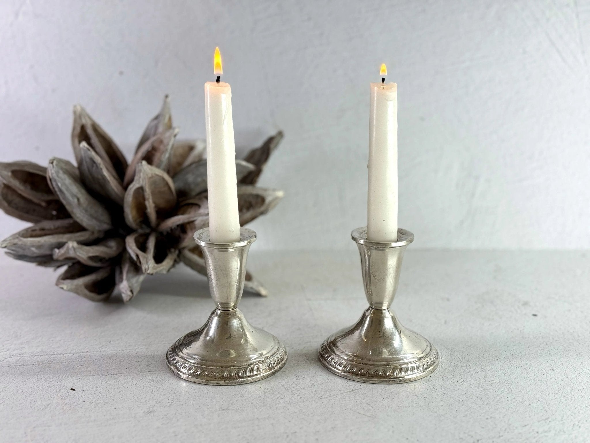Sterling Silver Candle Holders Pair | Midcentury Duchin Weighted - Debra Hall Lifestyle
