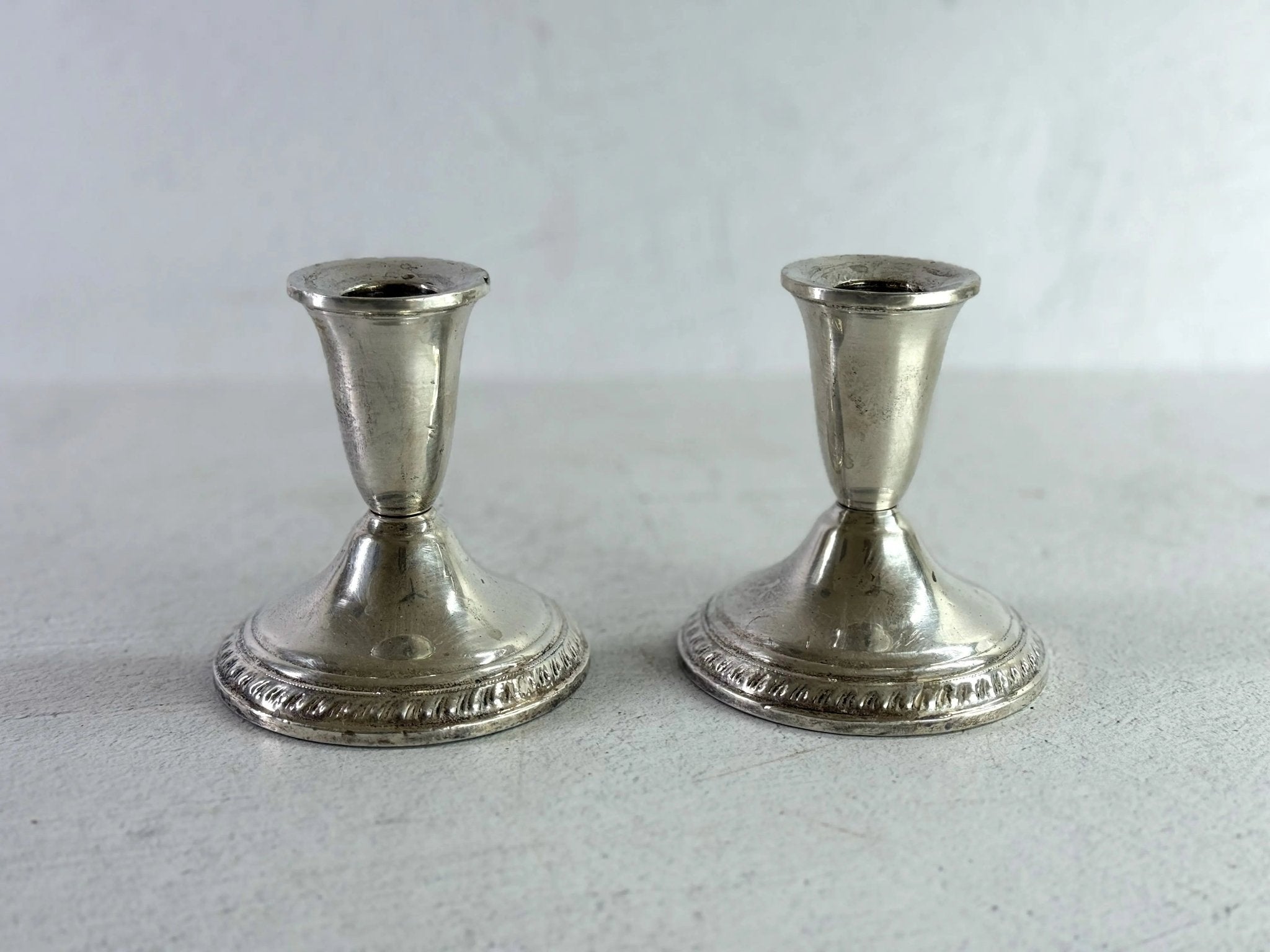 Sterling Silver Candle Holders Pair | Midcentury Duchin Weighted - Debra Hall Lifestyle
