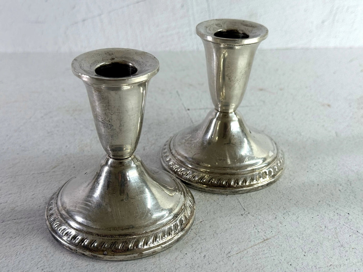 Sterling Silver Candle Holders Pair | Midcentury Duchin Weighted - Debra Hall Lifestyle