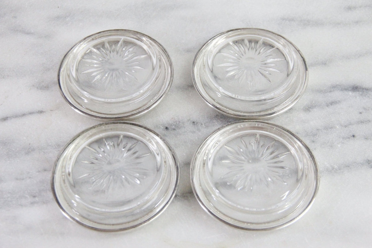 Sterling Silver Coasters | Antique 4 Pc. Stamped Crown Sterling - Debra Hall Lifestyle