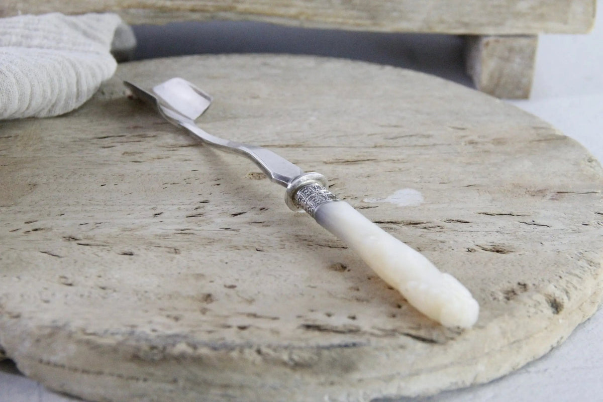 Stilton Cheese Scoop Silver with Mother of Pearl | Antique Spoon - Debra Hall Lifestyle