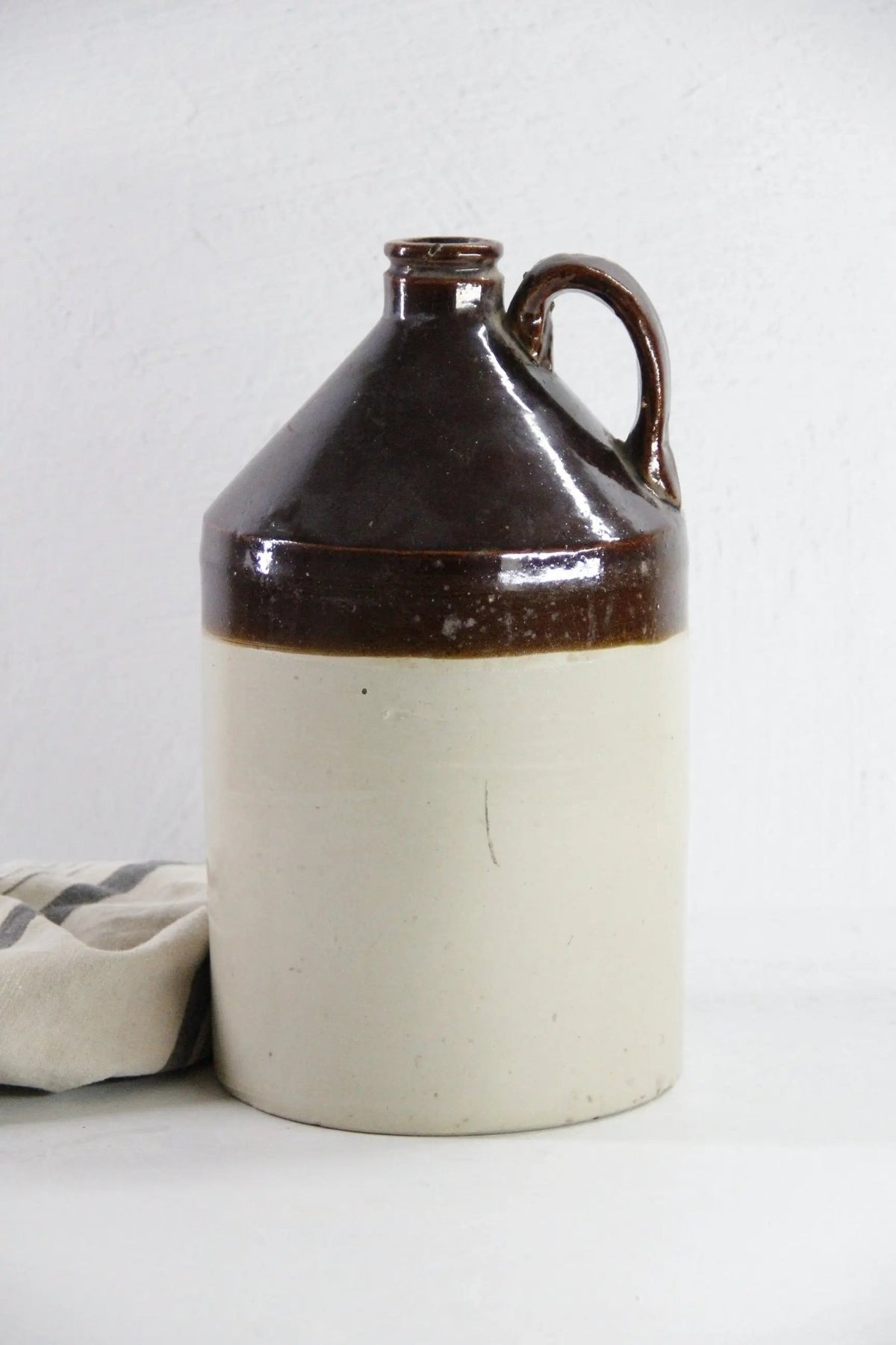 Stoneware Jug Antique | Two Tone Moonshine Vessel - Debra Hall Lifestyle