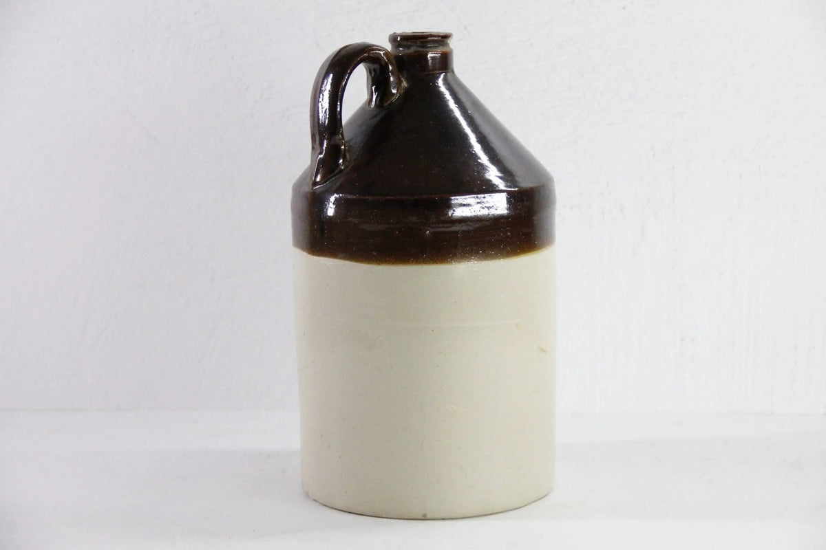 Stoneware Jug Antique | Two Tone Moonshine Vessel - Debra Hall Lifestyle