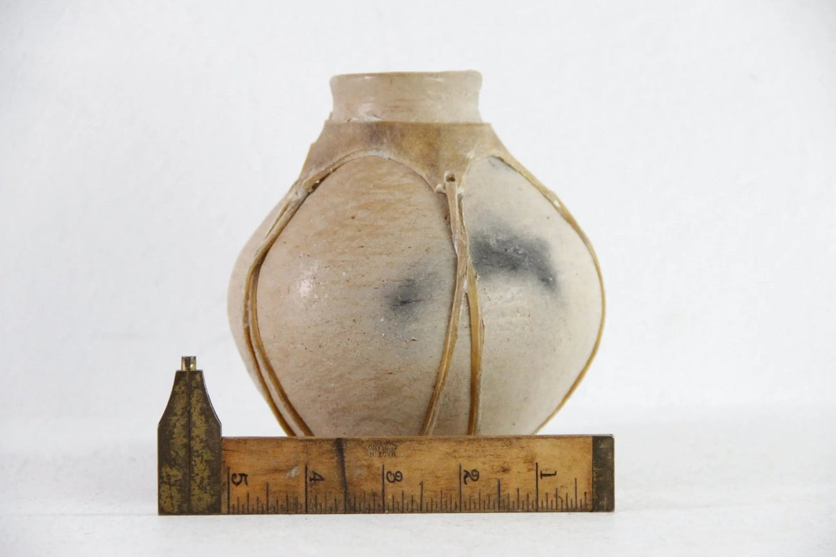 Tarahumara Indian Pottery Olla | Small Rawhide Sinew Wrapped Pot - Debra Hall Lifestyle