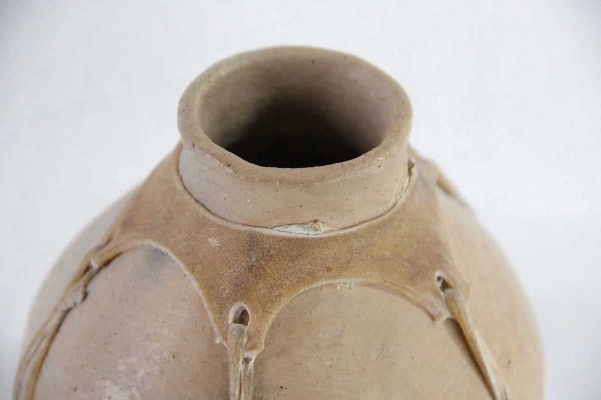 Tarahumara Indian Pottery Olla | Small Rawhide Sinew Wrapped Pot - Debra Hall Lifestyle