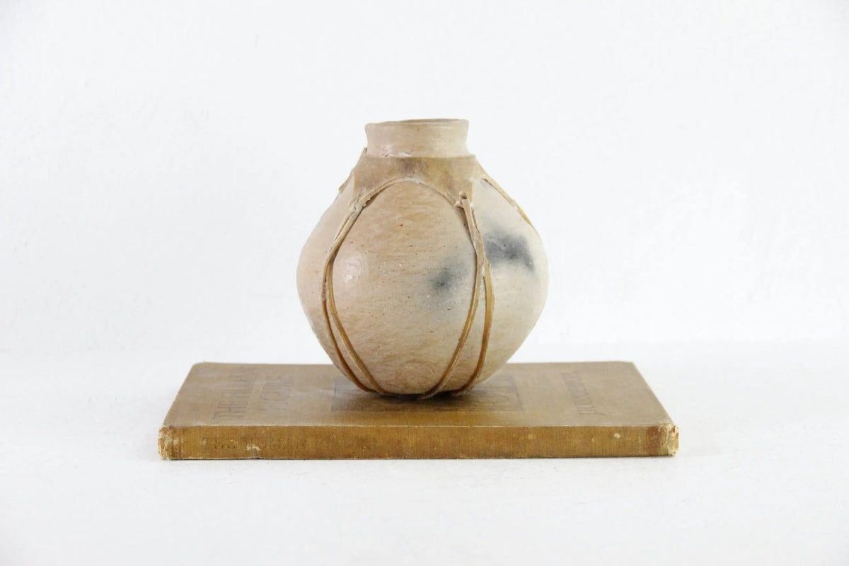 Tarahumara Indian Pottery Olla | Small Rawhide Sinew Wrapped Pot - Debra Hall Lifestyle