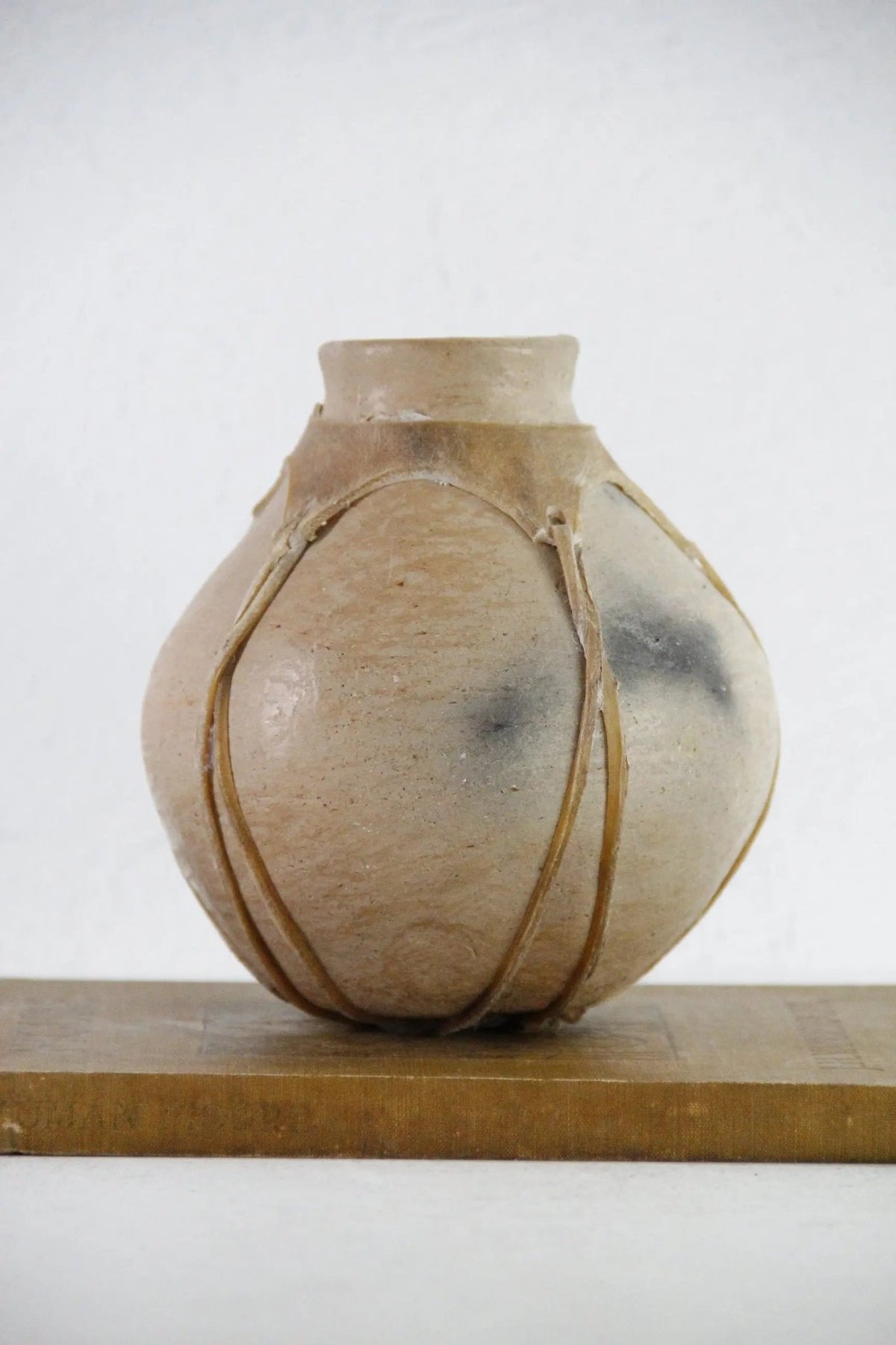 Tarahumara Indian Pottery Olla | Small Rawhide Sinew Wrapped Pot - Debra Hall Lifestyle