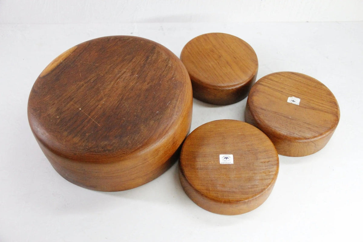 Teak Salad Bowl Set Mid Century | Wood Bowl 4 Pieces - Debra Hall Lifestyle