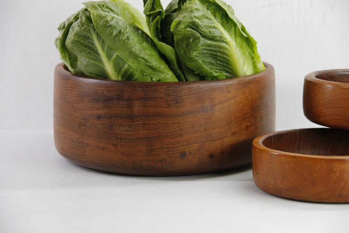 Teak Salad Bowl Set Mid Century | Wood Bowl 4 Pieces - Debra Hall Lifestyle