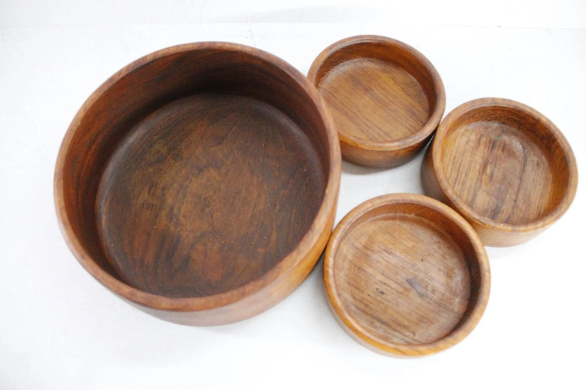 Teak Salad Bowl Set Mid Century | Wood Bowl 4 Pieces - Debra Hall Lifestyle