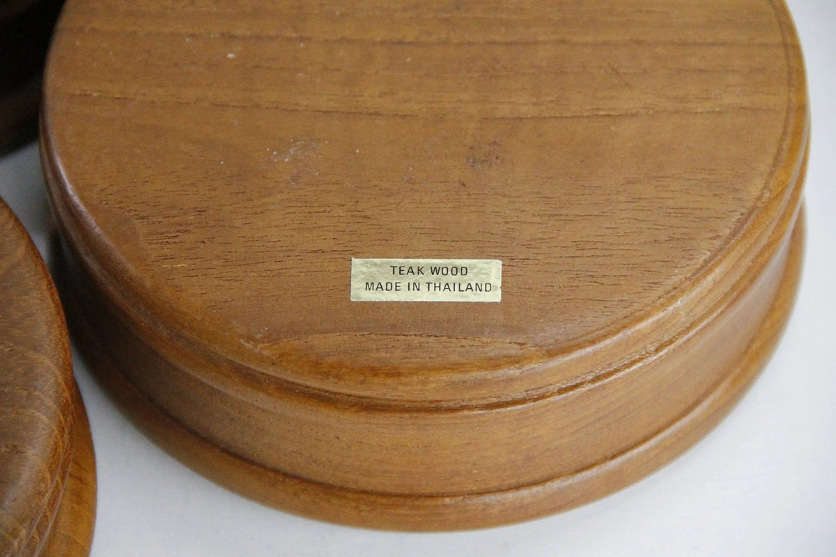 Teak Salad Bowl Set Midcentury | Vintage Wood Bowl-Thailand 5 Pcs - Debra Hall Lifestyle