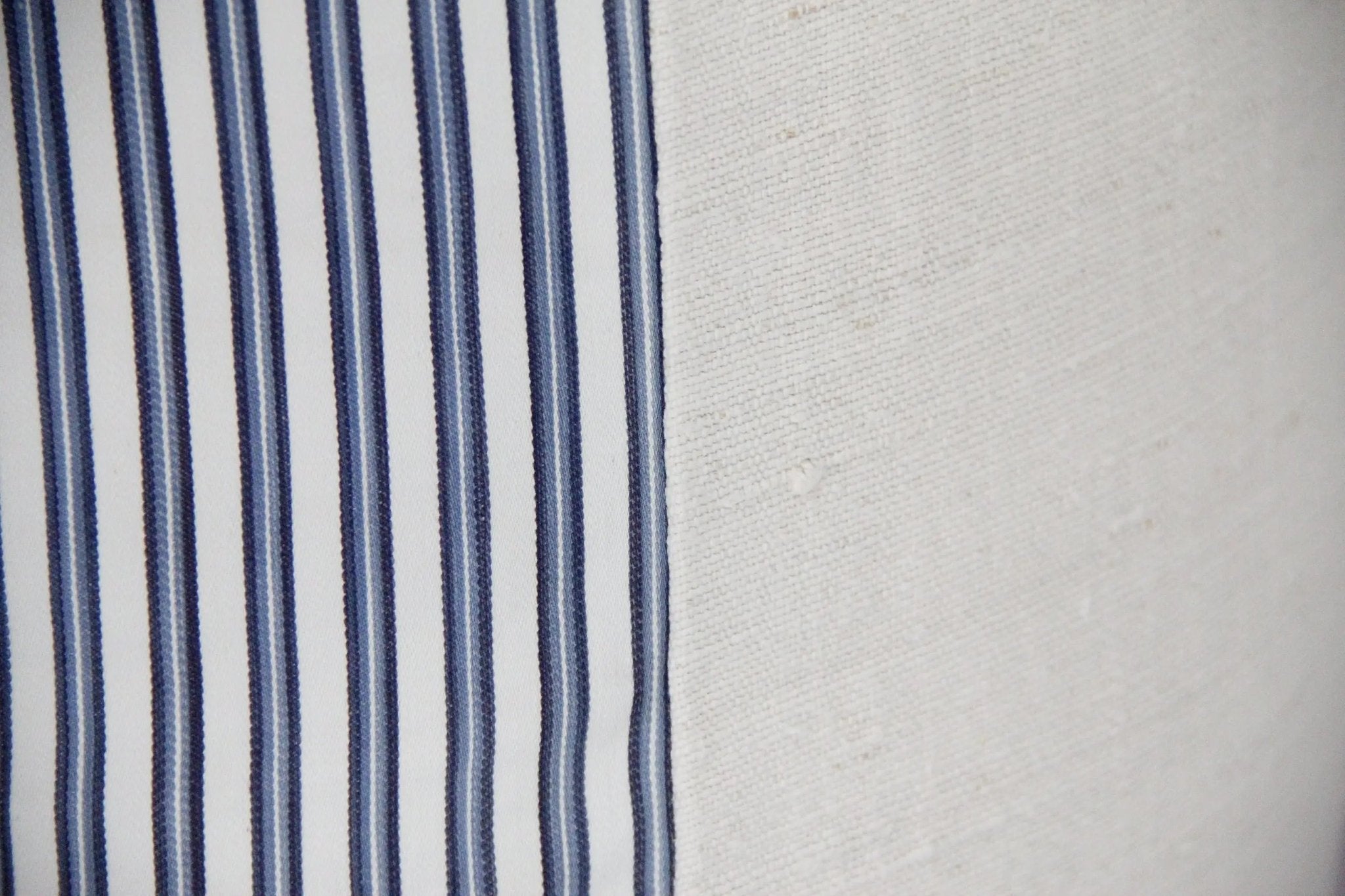 Ticking Fabric Pillow Cover | French Blue Vintage Textile - Debra Hall Lifestyle