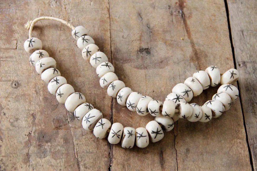 Vintage African Trade Beads | Off-White W/Black Detail - Debra Hall Lifestyle