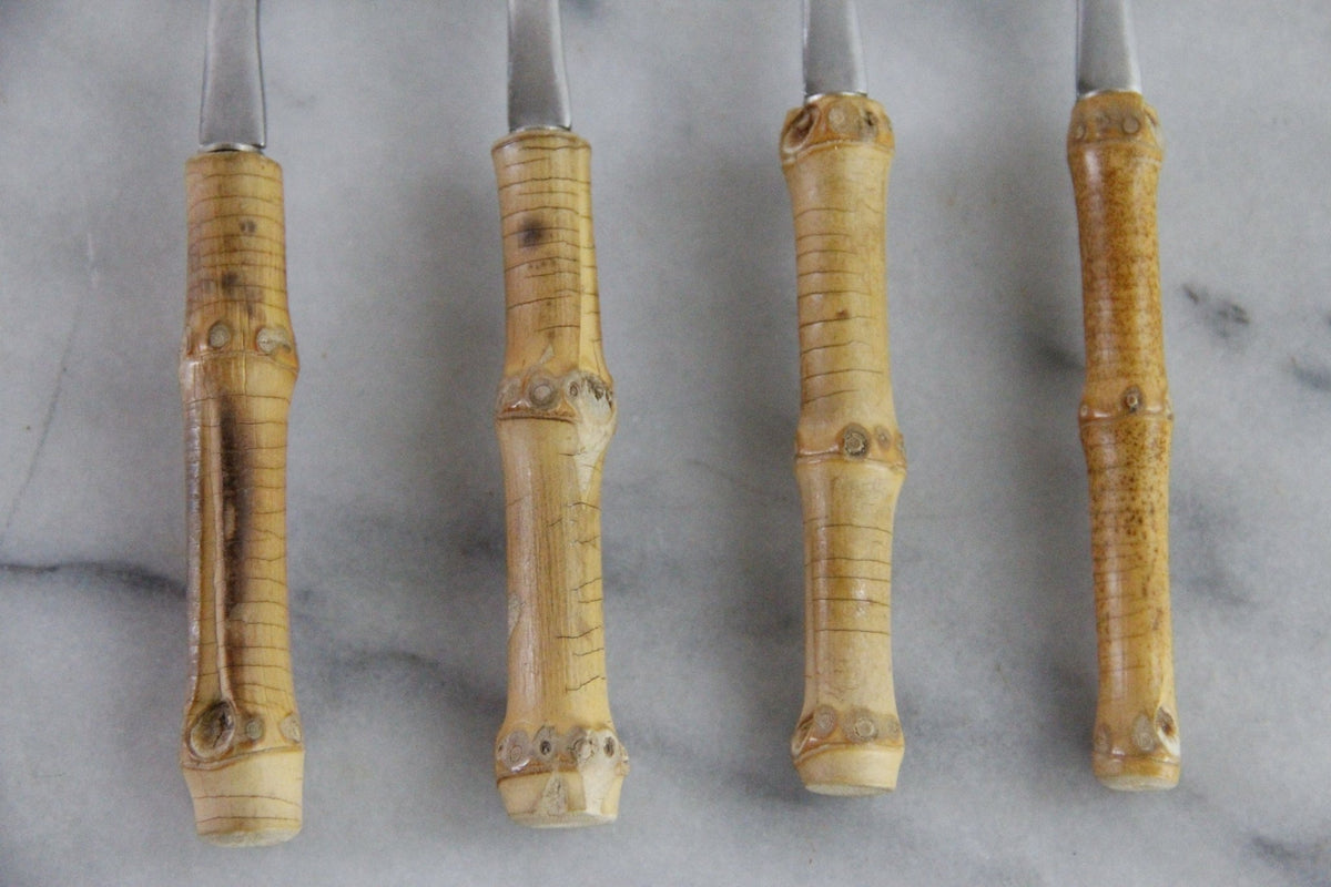 Vintage Bamboo Grapefruit Spoons Set of 4 Stainless Japan - Debra Hall Lifestyle