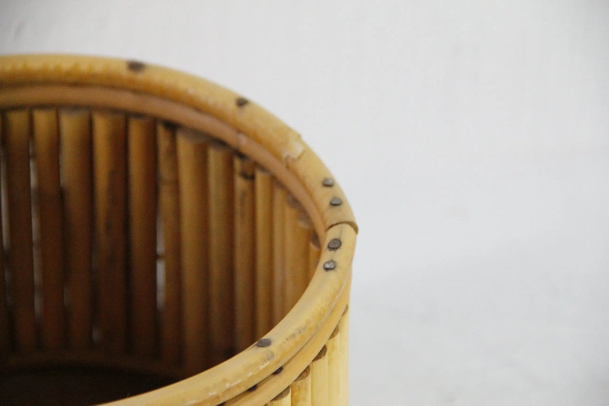 Vintage Bamboo Planter | Midcentury Pencil Reed 8" - Debra Hall Lifestyle
