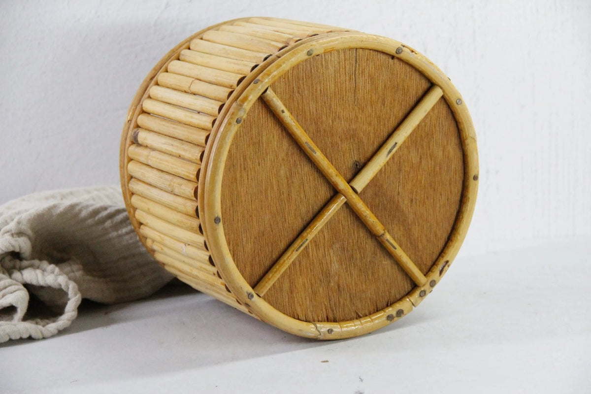 Vintage Bamboo Planter | Midcentury Pencil Reed 8" - Debra Hall Lifestyle